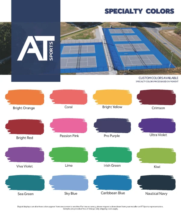 スペシャルティ16色。Bright Orange、Coral、Bright Yellow、Crimson、Bright Red、Passion Pink、Pro Purple、Ultra Violet、Viva Violet、Lime、Irish Green、Kiwi、Sea Green、Sky Blue、Caribbean Blue、Nautical Navy